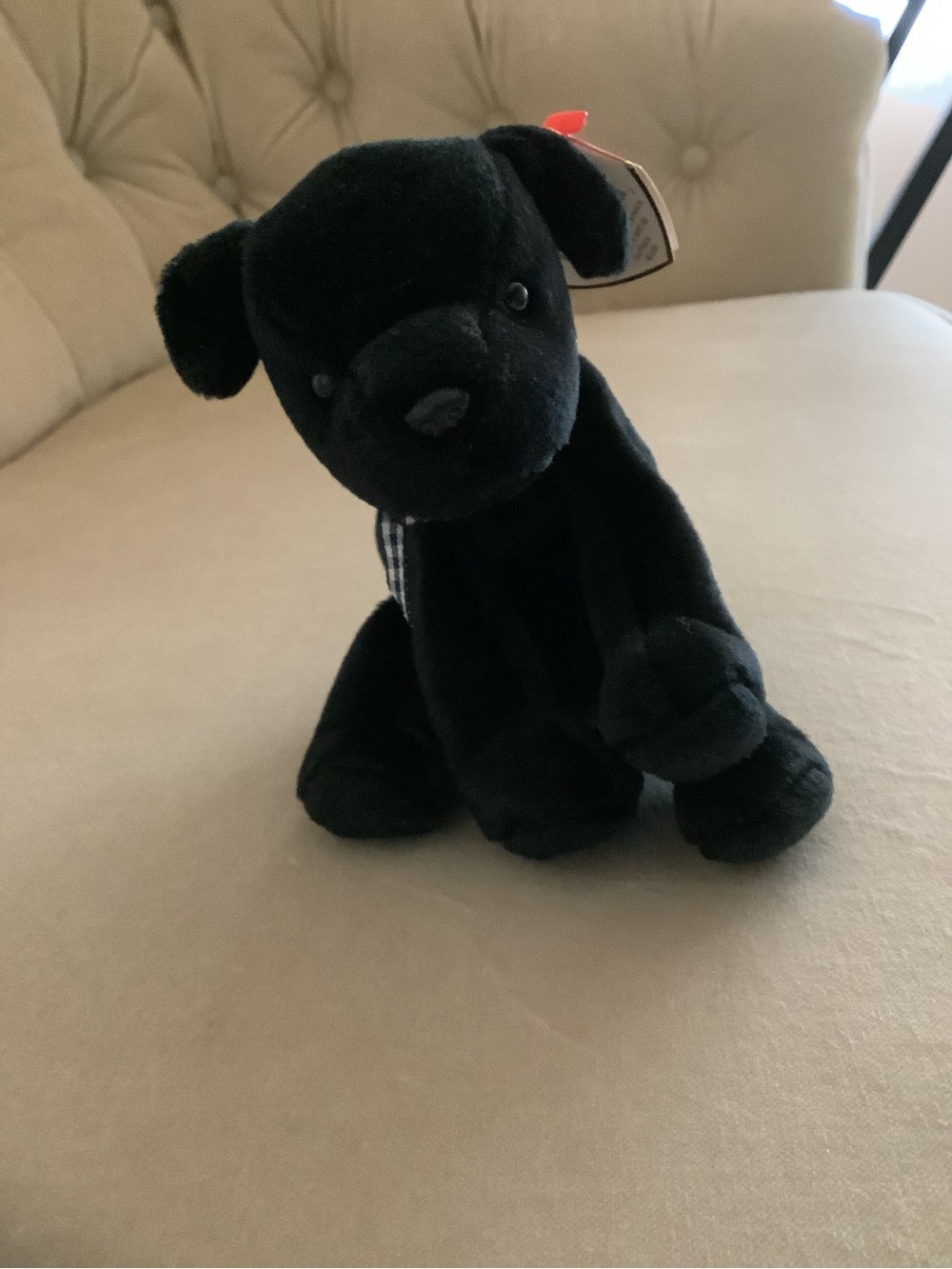 Ty Black Plush Dog Toy - Soft Black Puppy - Luke